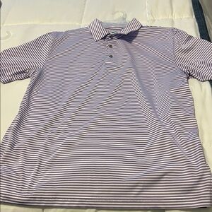 Classic Striped Polo Shirt in Purple